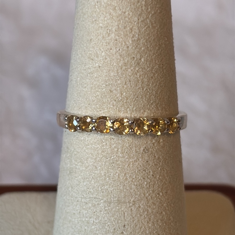 NEW Genuine Citrine 7 Stone Band Ring 925 Sterling Silver
